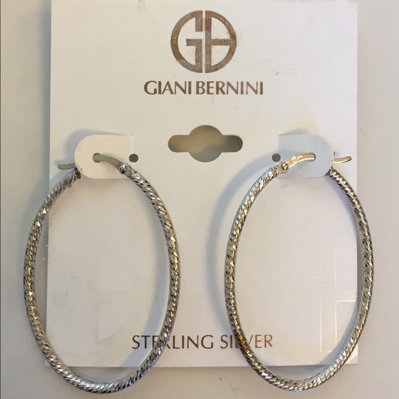 Giani Bernini Sterling Silver Med Oval Hoops